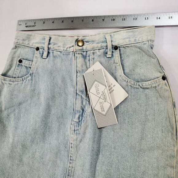 Vintage California Gold Rush Denim Skirt Womens Small Light Wash 80s Glam Rock - Picture 5 of 7